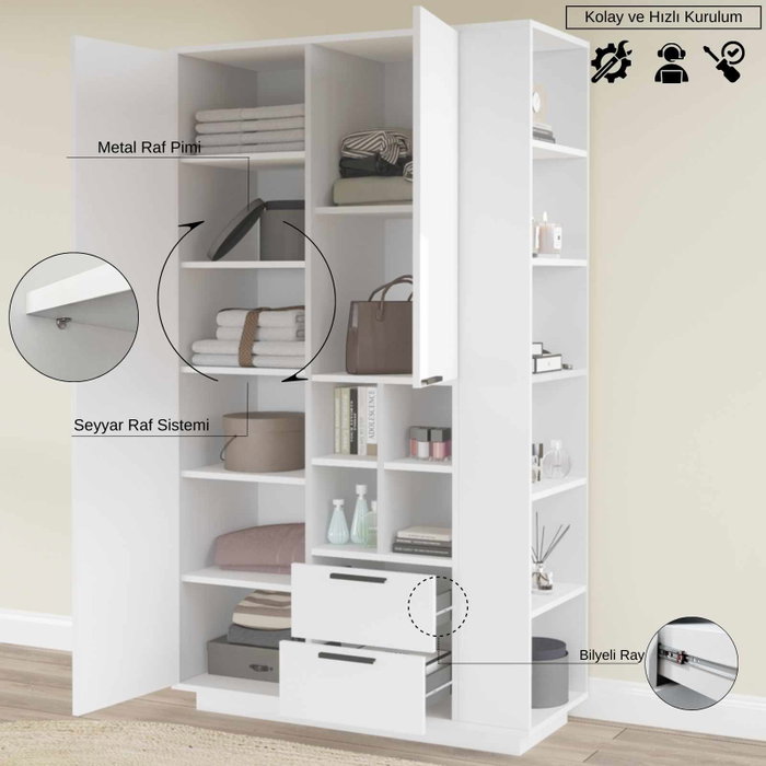 Hanah Home Armario Multiusos Blanco Frt1-W